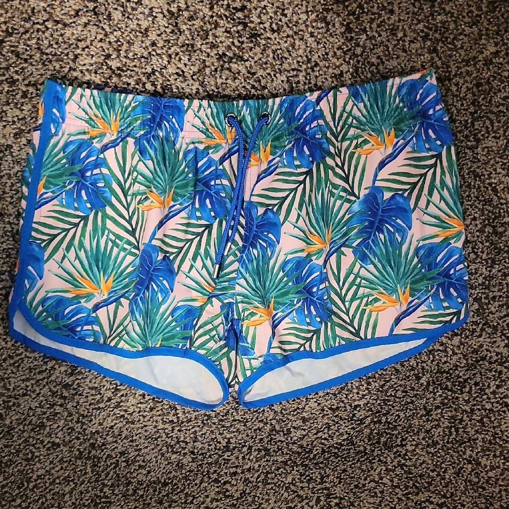 Tropical Blue and Green Women's Athletic Shorts